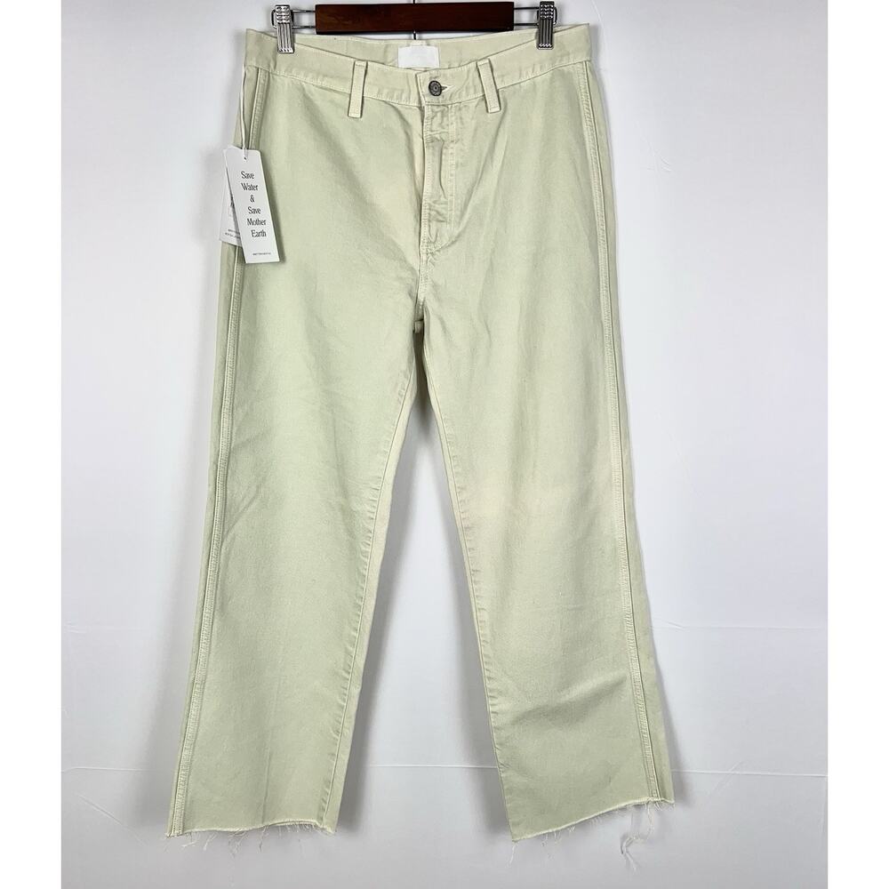 Boyish The Kirby High Rise Straight Jeans in El Cielo Green Crop Raw Hem 29 - Picture 9 of 12